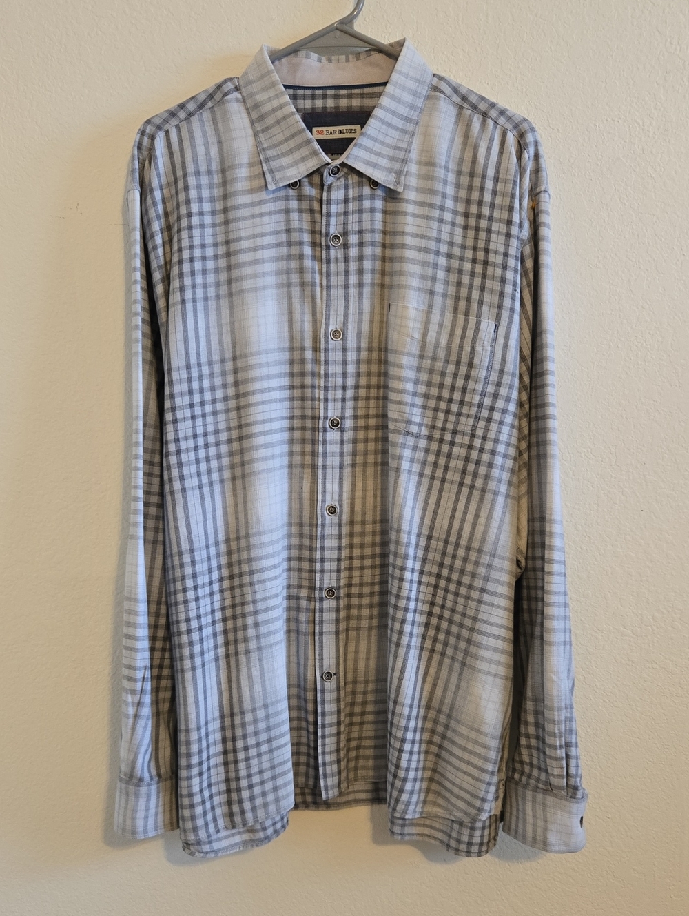 32 Bar Blues Gray Plaid Button-Down Shirt - XXL